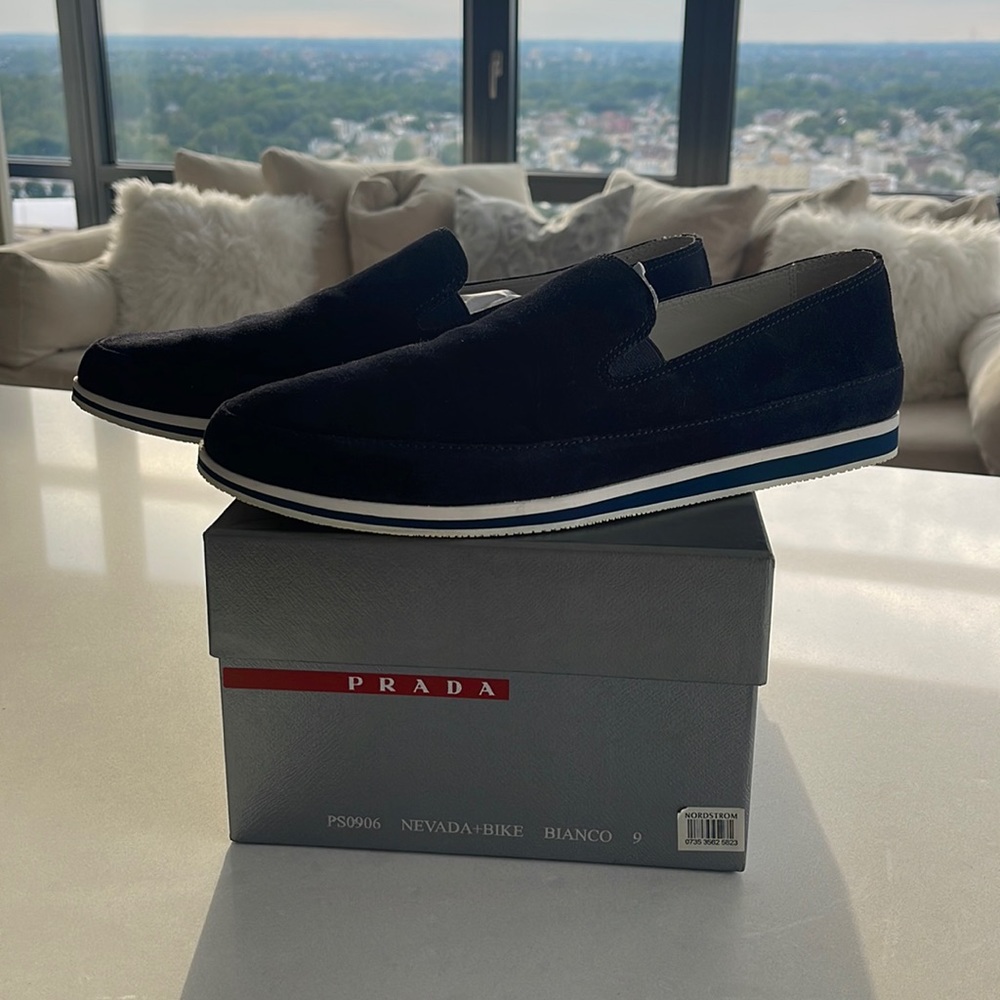 Men’s Blue Suede Prada Sneakers